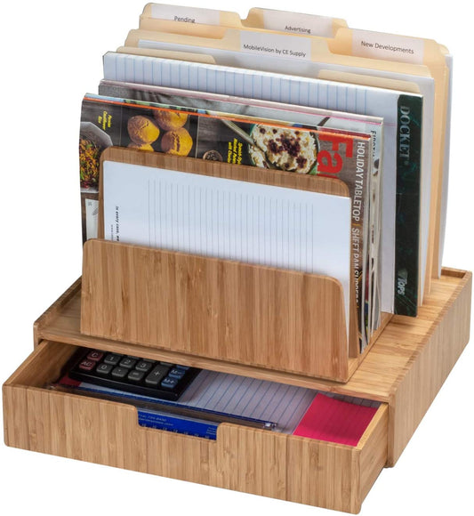 Bamboo Desktop File Folder Organizer