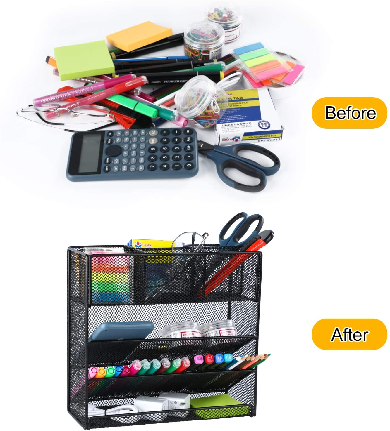 Samstar Mesh Pen Pencil Holder, Multi-Functional Desk Organizer