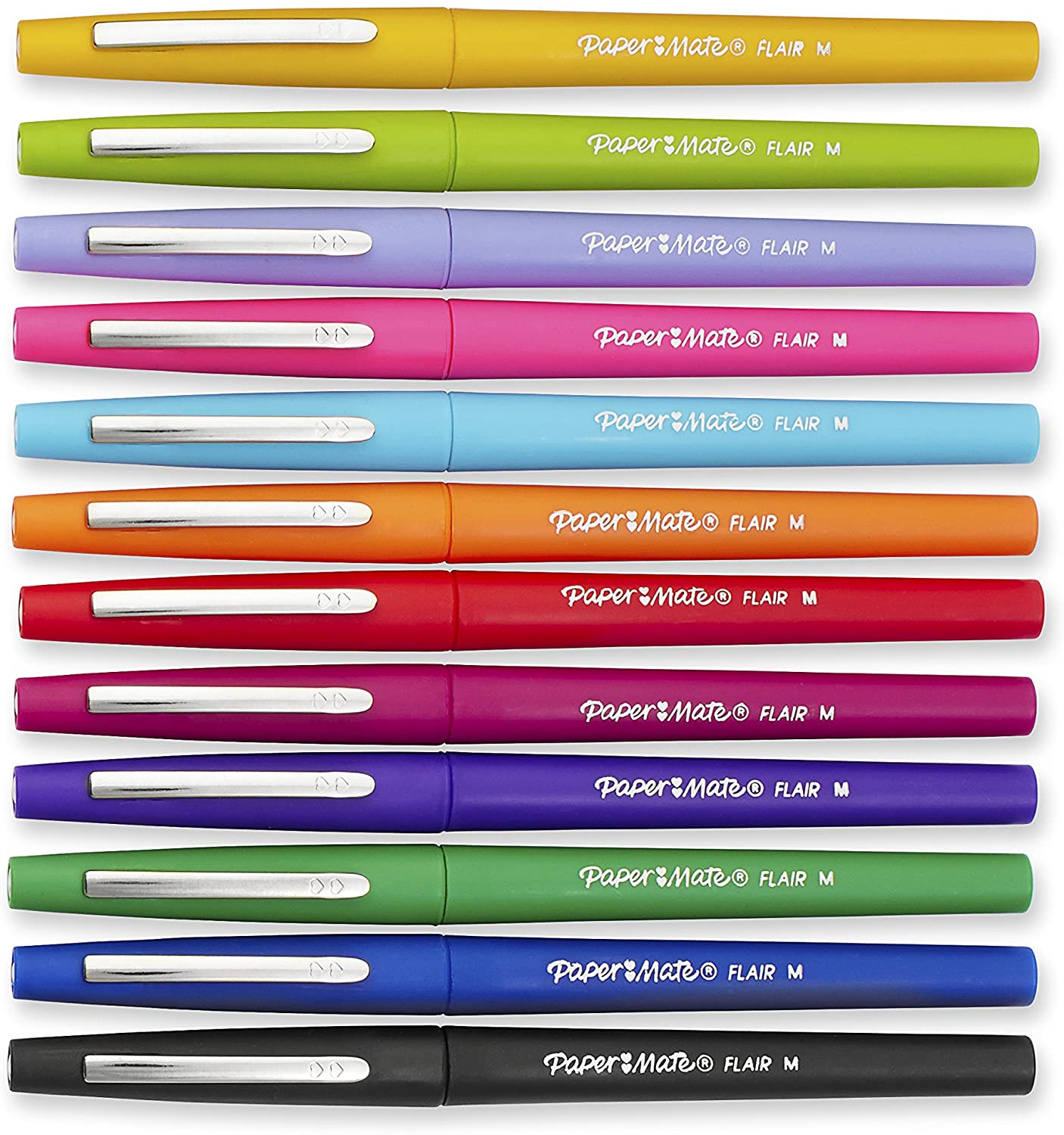 Paper Mate Flair Felt Tip Pens, Medium Point (0.7mm), Assorted Colors, 12 Count