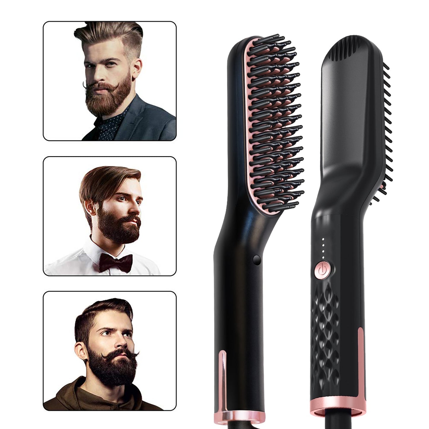 2 in1 Hair Straightener Brush Heating Beard Clip Comb Styler Electric Ionic Straightening Brush