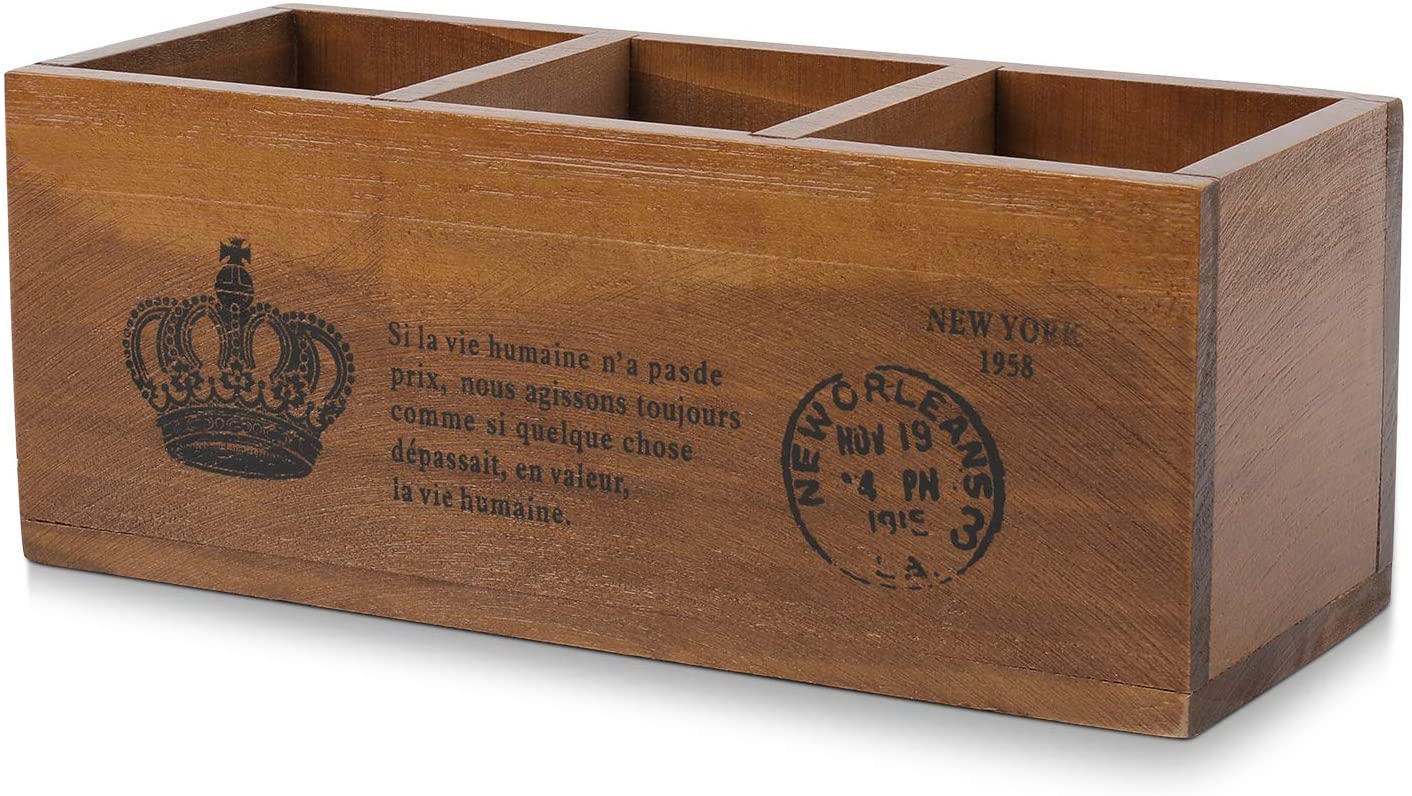 Flexzion Wooden Desktop Storage Organizer