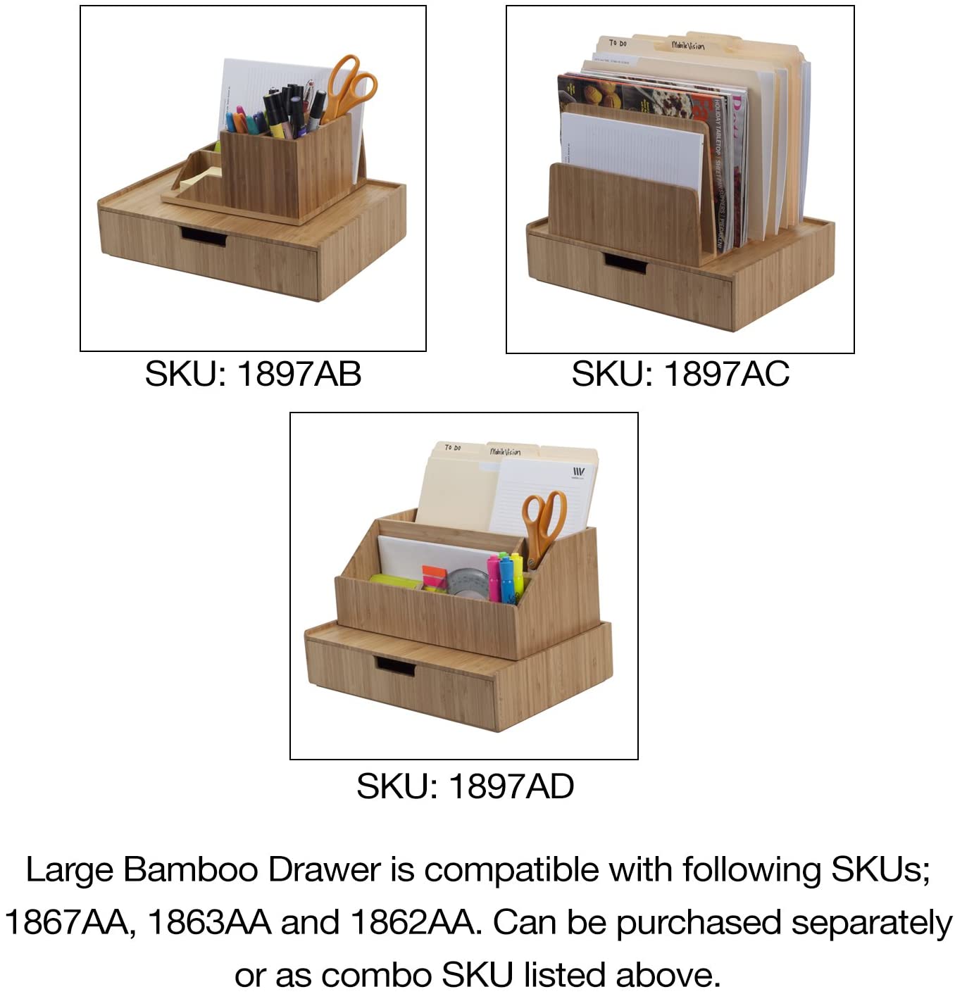 Bamboo Desktop File Folder Organizer