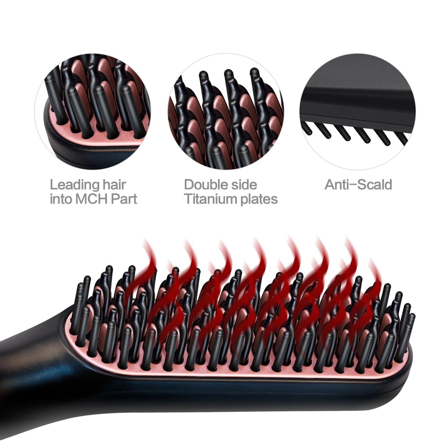 2 in1 Hair Straightener Brush Heating Beard Clip Comb Styler Electric Ionic Straightening Brush