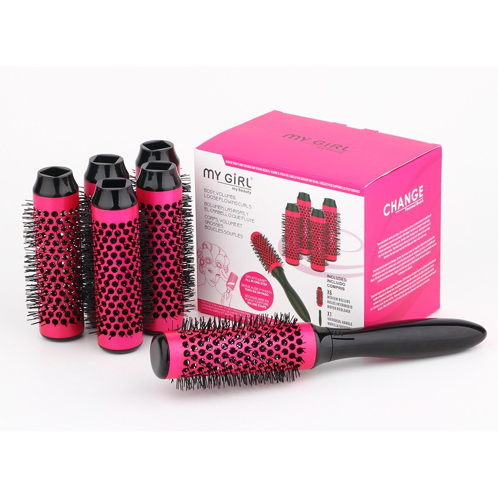 6pcs/set Professional Hair Dressing Brushes High Temperature Resistant Ceramic Iron Round Comb Beauty Hair Makeup Tool 50mm