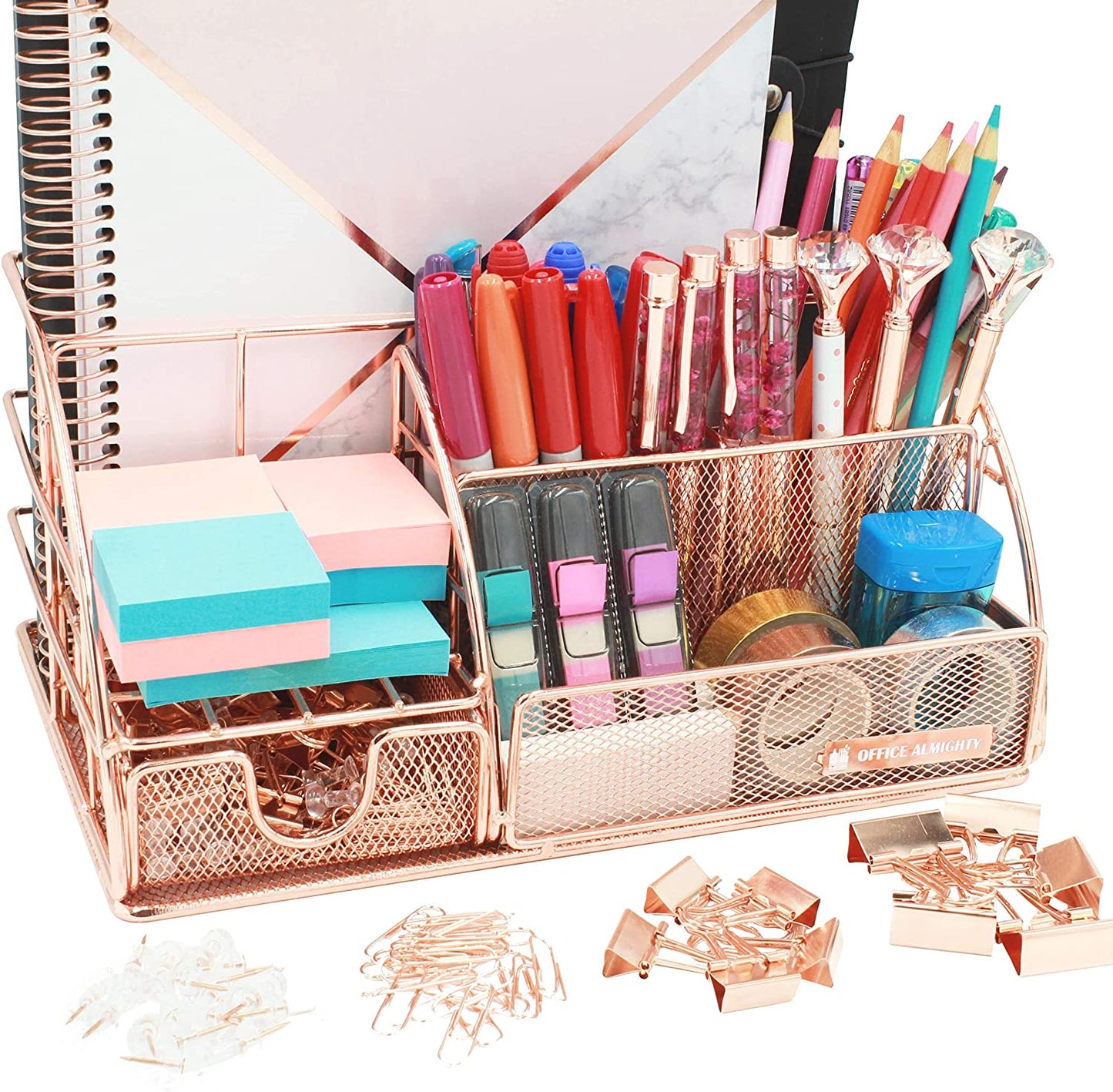 OFFICE ALMIGHTY Rose Gold Desk Organizer