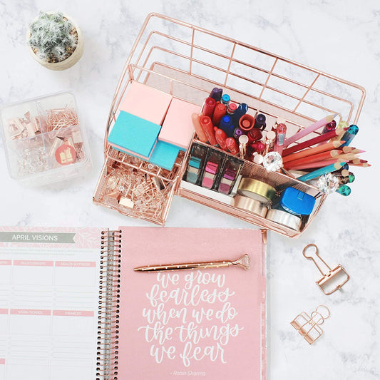 OFFICE ALMIGHTY Rose Gold Desk Organizer