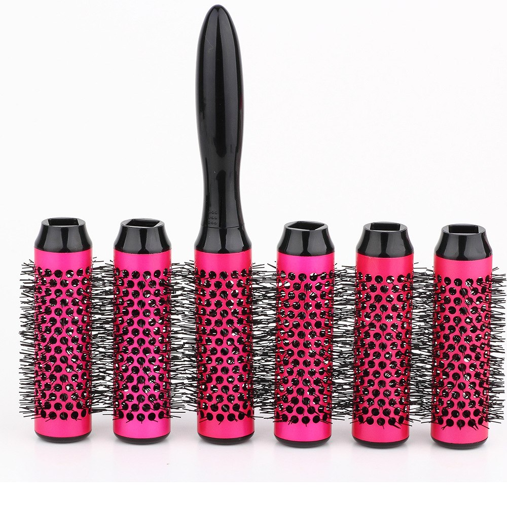 6pcs/set Professional Hair Dressing Brushes High Temperature Resistant Ceramic Iron Round Comb Beauty Hair Makeup Tool 50mm